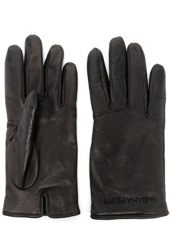 Fabiana Filippi embroidered-logo leather gloves - Nero