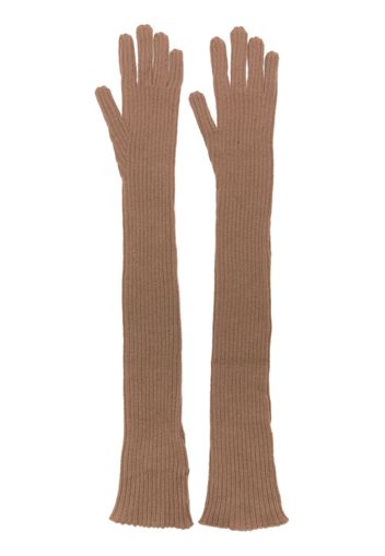 Fabiana Filippi ribbed cashmere long gloves - Marrone