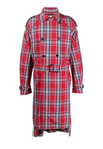 Facetasm check-pattern belted coat - Rosso