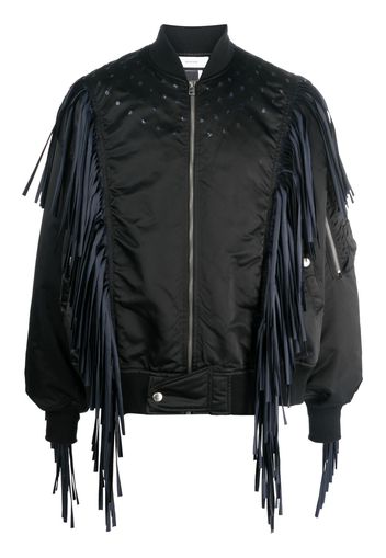 Facetasm fringe-detail bomber jacket - Blu