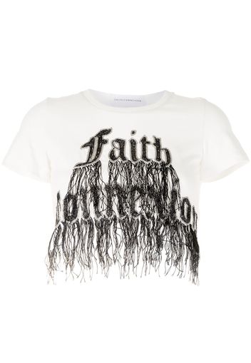 Faith Connexion T-shirt crop con ricamo - Bianco