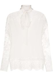 Lace detail pussy bow blouse