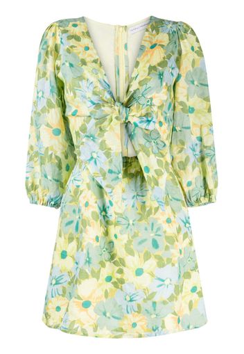 Faithfull the Brand Cintare floral-print linen minidress - Verde