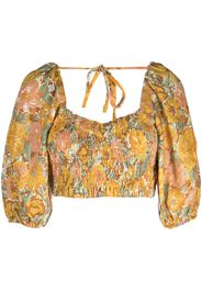 Faithfull the Brand Top Alejandra corto a fiori - Giallo