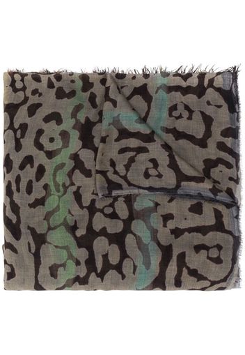 animal-print raw-edge scarf