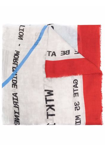 Faliero Sarti slogan-print frayed scarf - Bianco