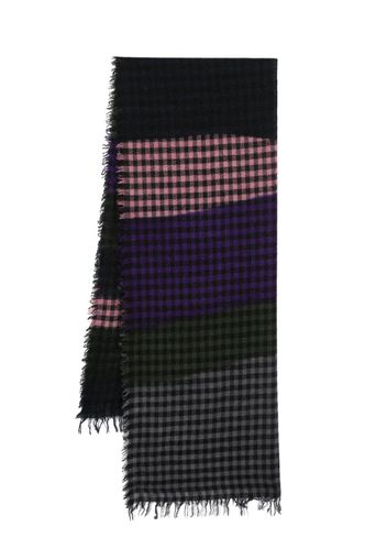 Faliero Sarti check-pattern wool-blend scarf - Blu