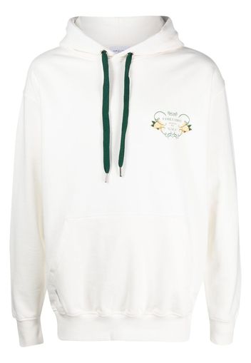 Family First printed cotton drawstring hoodie - Bianco