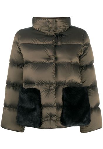 faux-fur pockets down jacket