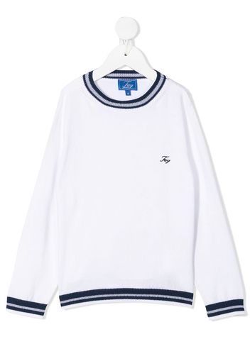 Fay Kids logo-embroidered cotton jumper - Bianco