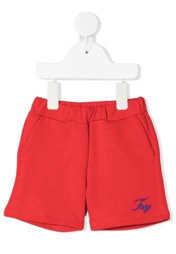 Fay Kids logo-print track shorts - Rosso