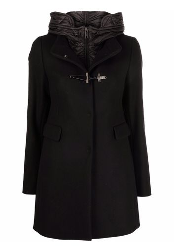 Fay panelled hooded wool coat - Nero