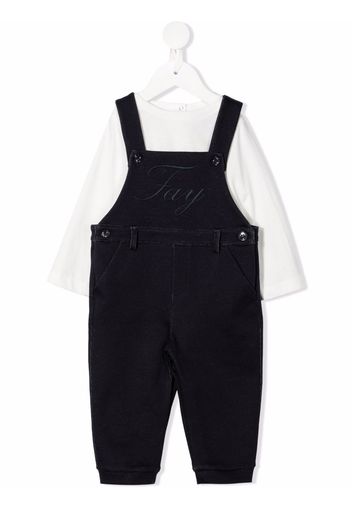 Fay Kids logo-embroidered dungarees - Blu