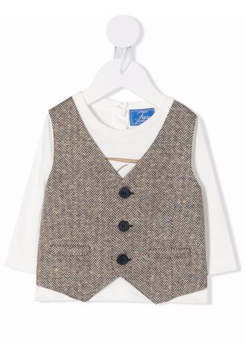 Fay Kids herringbone-waistcoat layered top - Toni neutri