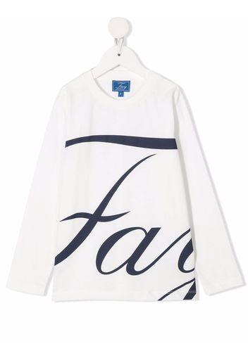 Fay Kids logo-print long-sleeved T-shirt - Bianco