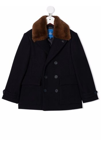 Fay Kids faux-fur collar peacoat - Blu