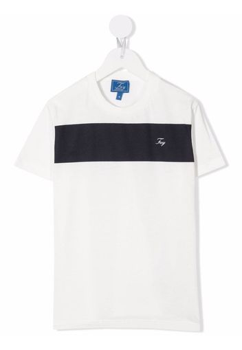 Fay Kids striped logo T-shirt - Bianco