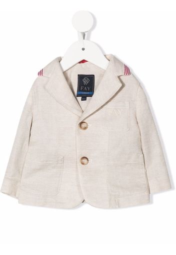 Fay Kids embroidered-logo single-breasted blazer - Toni neutri