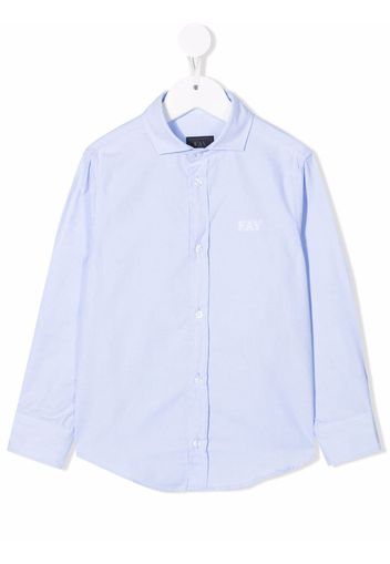 Fay Kids embroidered-logo long-sleeved shirt - Blu