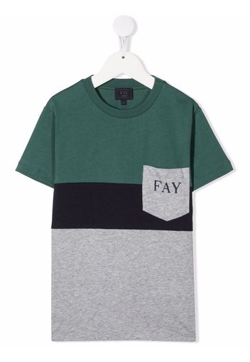 Fay Kids colour-block cotton T-shirt - Grigio