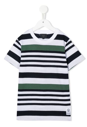 Fay Kids stripe-print cotton T-shirt - Bianco