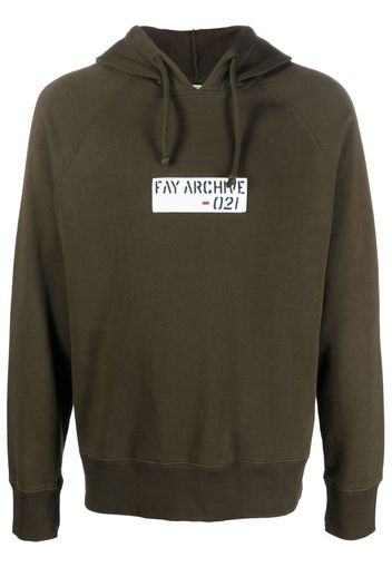 Fay logo-print drawstring hoodie - Verde