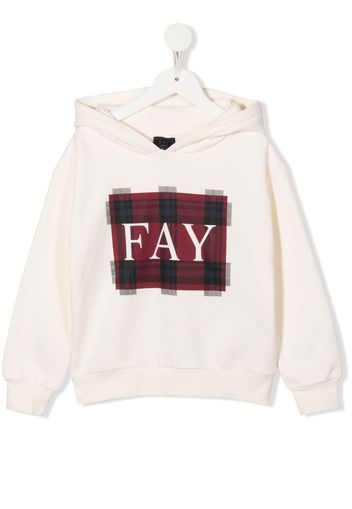 Fay Kids logo tartan print hoodie - Toni neutri