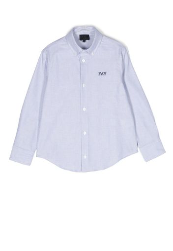 Fay Kids Camicia gessata con ricamo - Blu