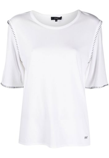 Fay T-shirt girocollo con cuciture a contrasto - Bianco