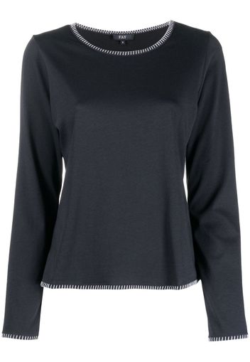 Fay stitched-edge long-sleeved T-shirt - Blu