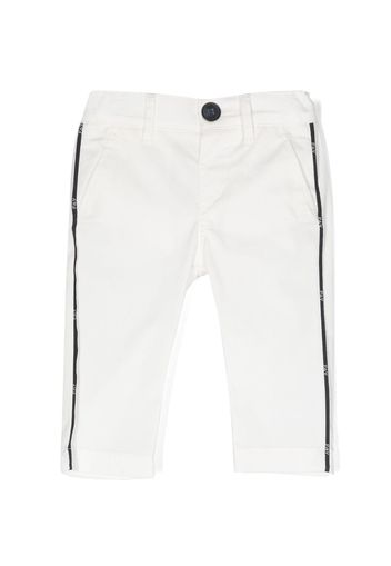 Fay Kids logo-stripe chinos - Bianco