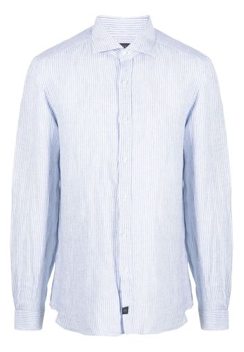 Fay logo-patch striped shirt - Blu