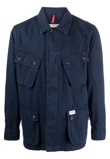 Fay cargo-pocket cotton-linen/flax jacket - Blu