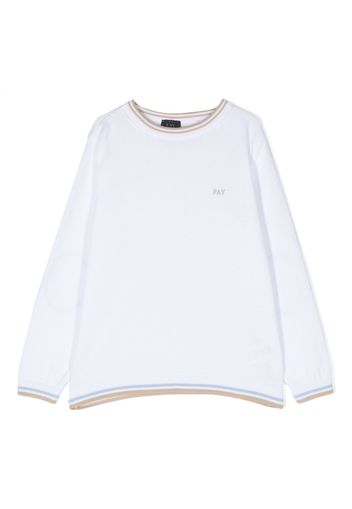 Fay Kids logo-embroidered knitted jumper - Bianco