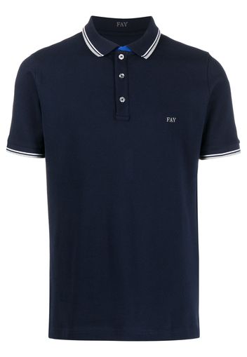 Fay embroidered-logo polo shirt - Blu