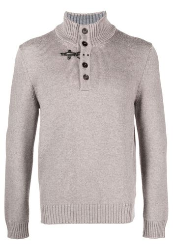 Fay button-up high-neck sweatshirt - Marrone
