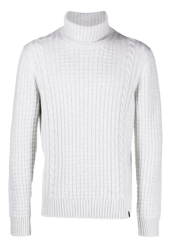 Fay cable-knit roll-neck jumper - Grigio