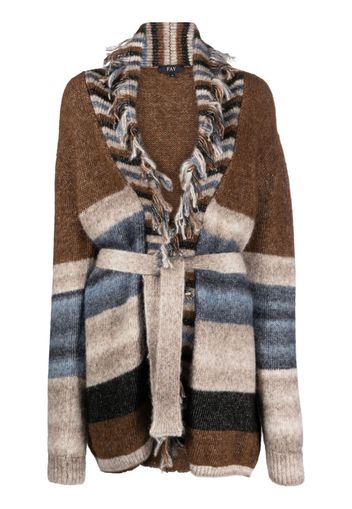 Fay Cardigan lungo a righe - Marrone