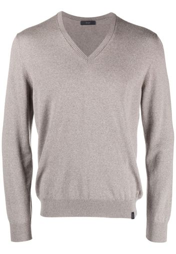 Fay V-neck fine-knit sweatshirt - Toni neutri