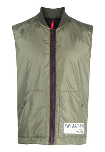 Fay logo patch contrast stitch gilet - Verde