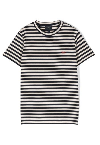 Fay Kids stripe-print cotton T-Shirt - Blu