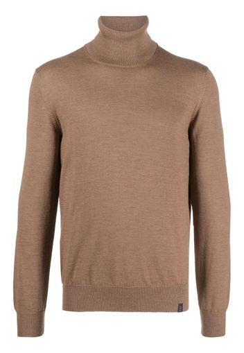 Fay roll-neck virgin wool jumper - Marrone