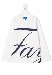 Fay Kids logo-print long-sleeved T-shirt - Bianco