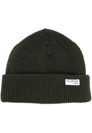 Fay logo-patch ribbed-knit beanie - Verde