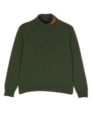Fay Kids intarsia-knit logo sweater - Verde