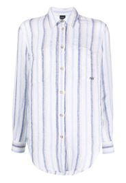 Fay vertical-stripe print linen shirt - Bianco