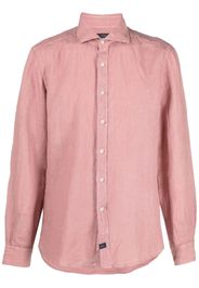 Fay logo-patch detail linen shirt - Rosa