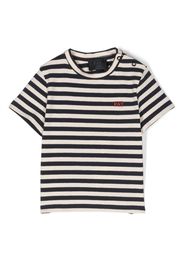 Fay Kids embroidered-logo stripped T-shirt - Bianco