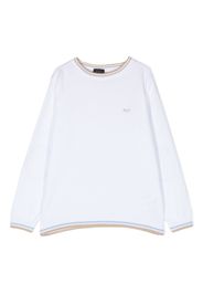 Fay Kids logo-embroidered knitted jumper - Bianco