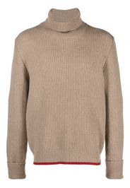 Fay ribbed-knit roll-neck sweatshirt - Marrone